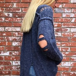 Wildfox Deconstructed Sweater in Heather Blue